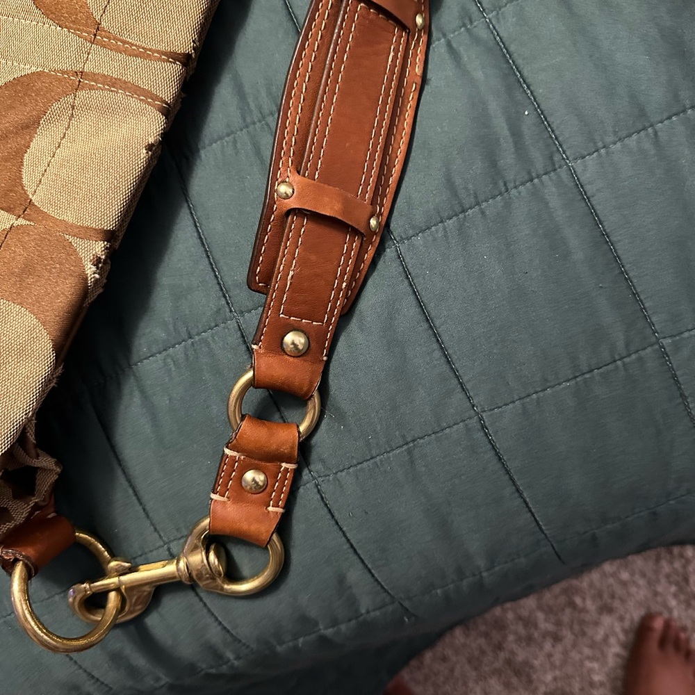 Coach Tan and Brown Signature Shoulder Bag - Picture 10 of 14